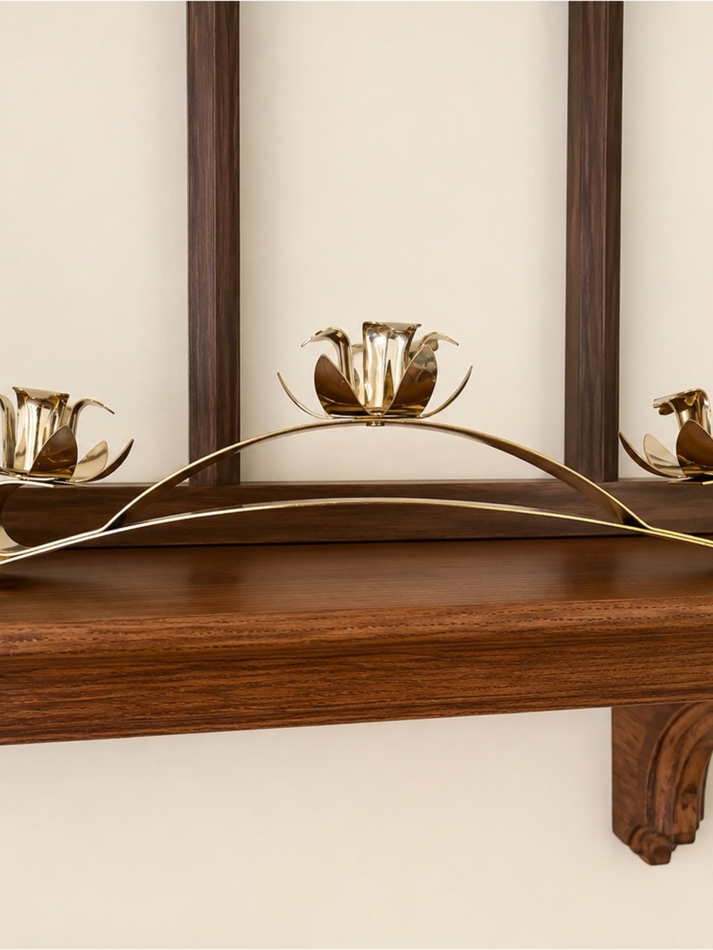 Brass Floral Candle Holder Centerpiece